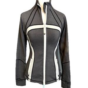 Lululemon Define Jacket Women Gray Stripe White Accent Full Zip Vents Size 6